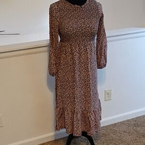 Old Navy Black and Pink Floral Long Sleeve Dress